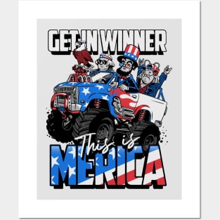 Get in Winner This is America US Presidents 4th of July Monster Truck Posters and Art